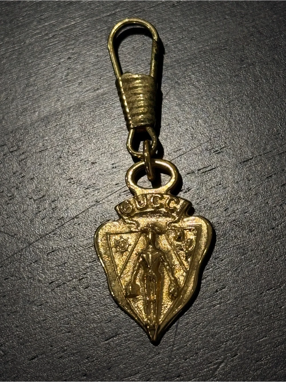 Gucci Gold Tone Shield Charm Zipperpull- Women Accessories